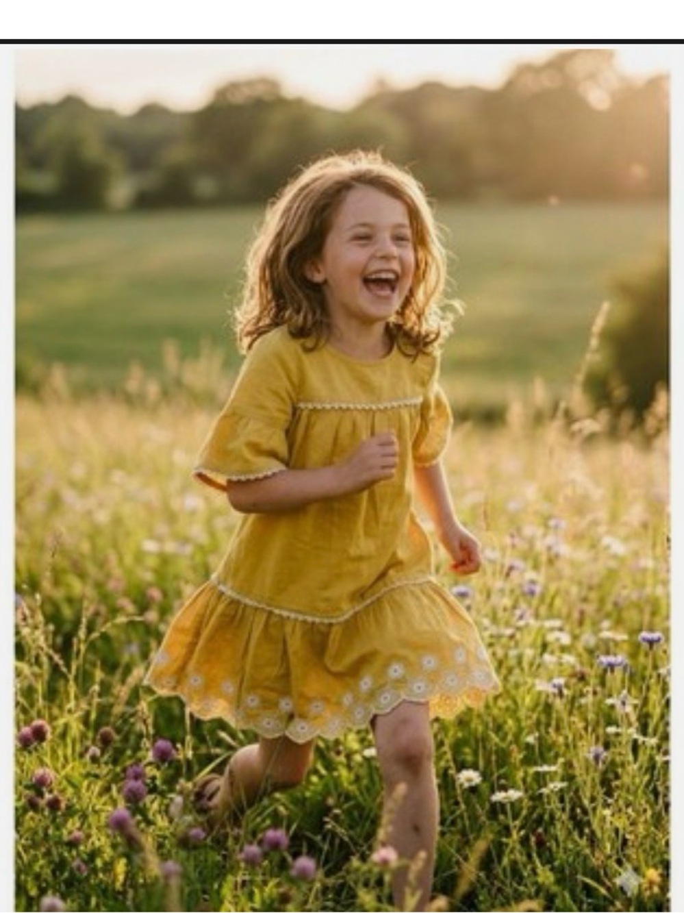 Mini Boden Girls' Yellow Embroidered Tiered Dress